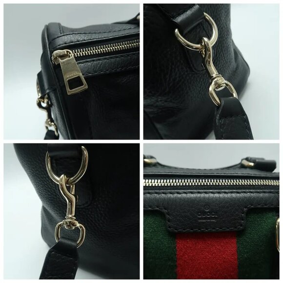 GUCCI Boston Black Leather Satchel 714-033125 - Picture 8 of 12